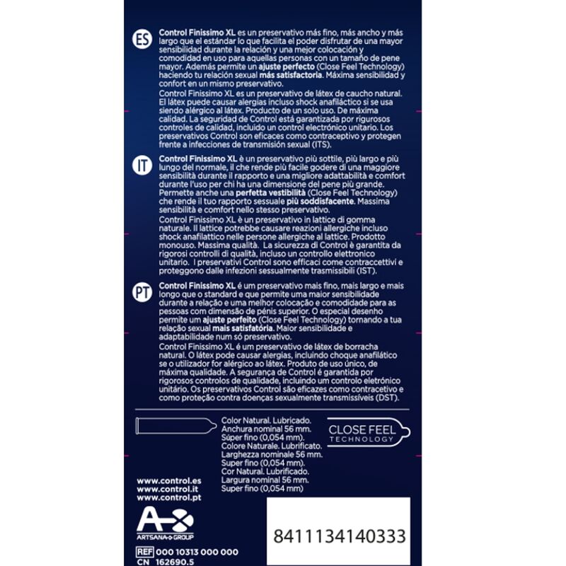 Control – Préservatifs XL Ultra Fins Grande Taille – 12 unités