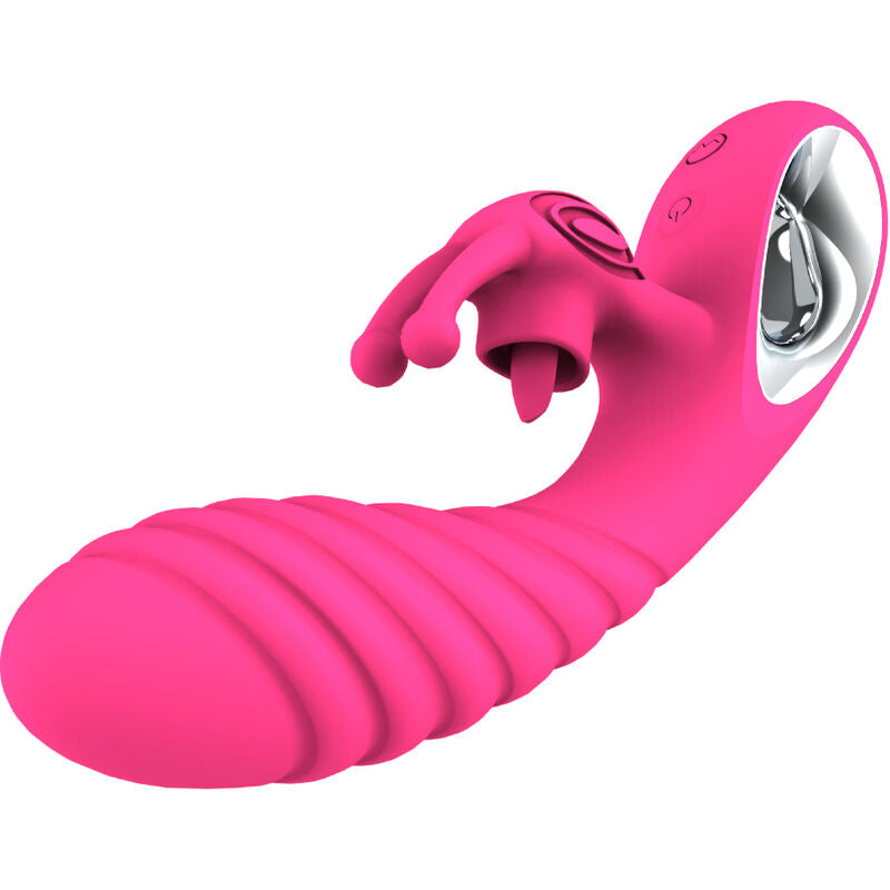 Armony - vibrateur vicky rabbit avec langue anneau de tirage fuchsia