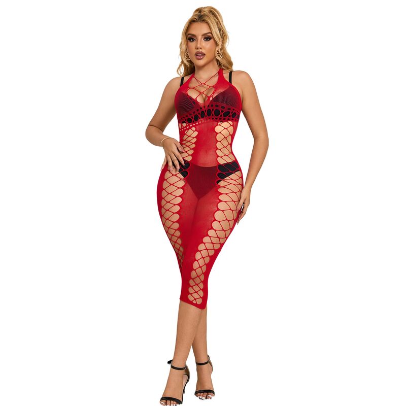 Nuisette Longue Résille Rouge Taille Unique - Subblime - SUBBLIME DRESSES