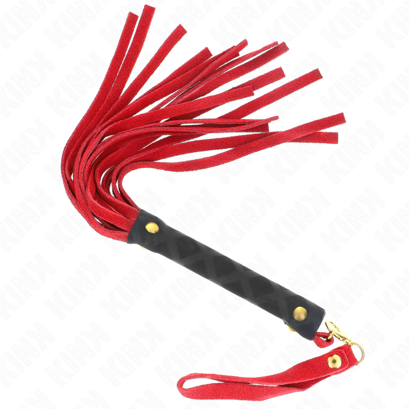 KINK - Mini Martinet BDSM en Daim Rouge - 30 cm
