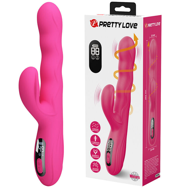 Vibromasseur Lapin Multifonction Winters avec Écran LED Rose - Pretty Love