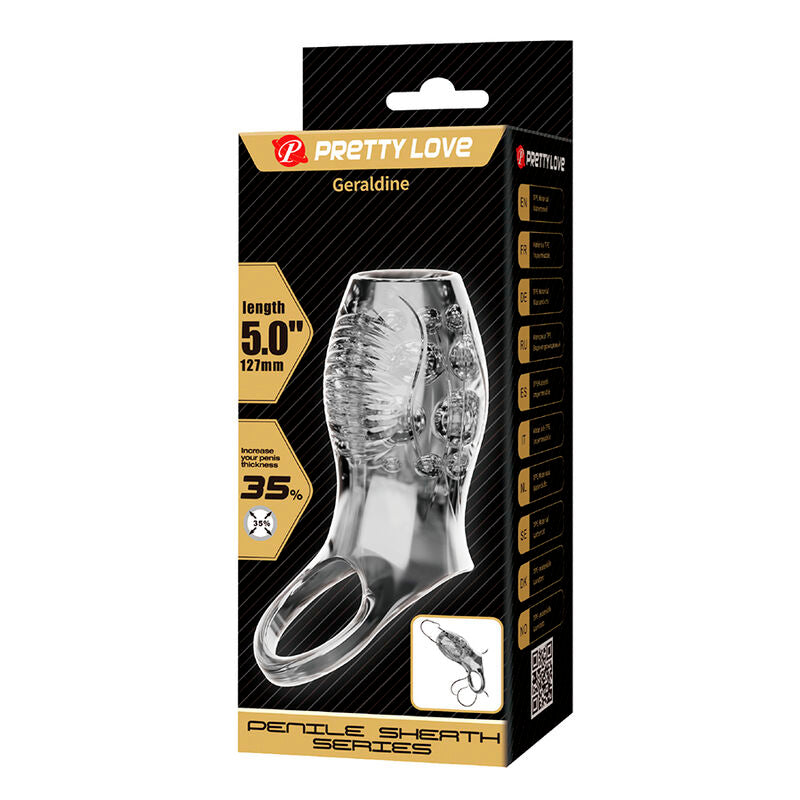 Manchon Extenseur Pénien Texturé Transparent - Pretty Love