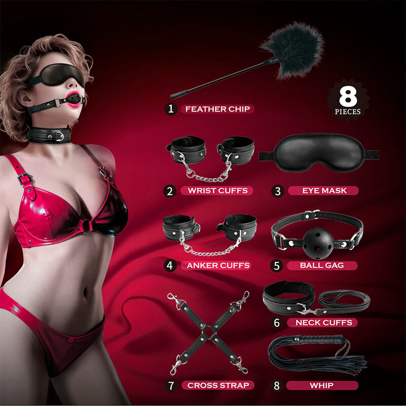 Kit BDSM 8 Pièces Complet Noir - Pretty Love