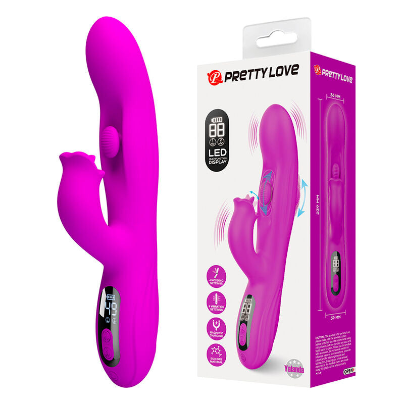 Vibromasseur Lapin Oscillant Yalanda avec Écran LED Violet - Pretty Love
