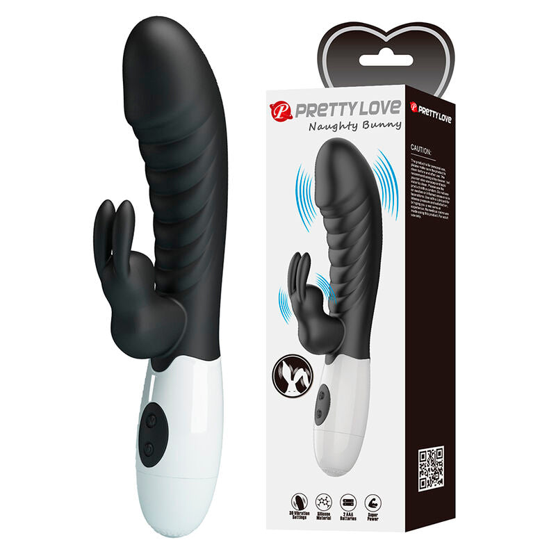 Vibromasseur Lapin Double Stimulation 30 Fonctions Noir - Pretty Love