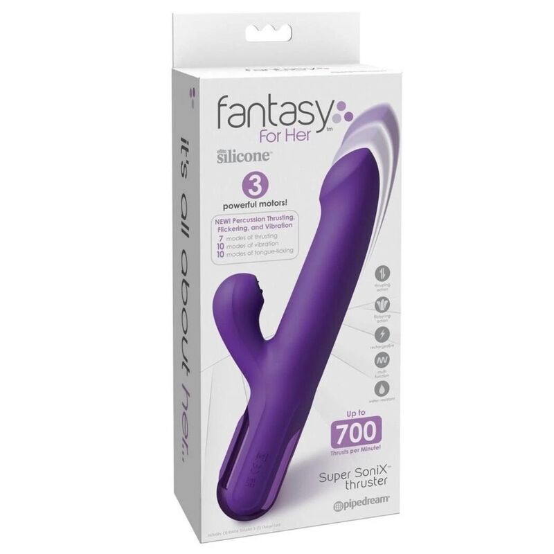 Vibromasseur Lapin Thrusting Super Sonix 22 cm Violet - Fantasy For Her