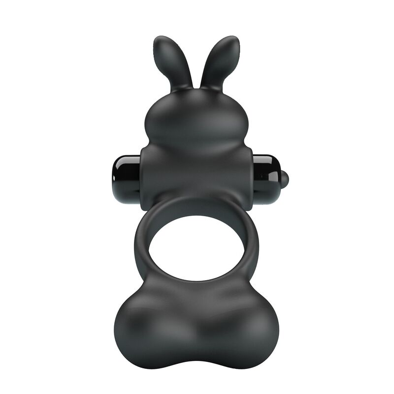 Anneau Vibrant Stimulateur Lapin 10 Fonctions Noir - Pretty Love