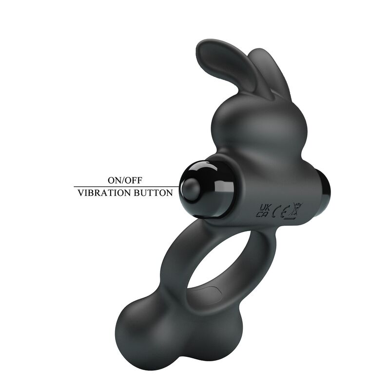 Anneau Vibrant Stimulateur Lapin 10 Fonctions Noir - Pretty Love