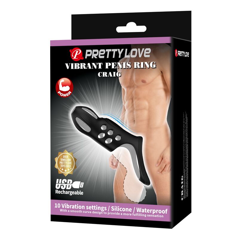 Anneau Pénis Vibrant Rechargeable Craig Noir - Pretty Love