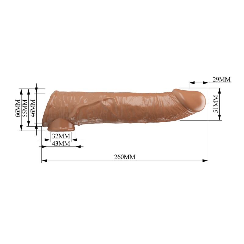 Manchon Extension Pénis Ajustable 26 cm Ø 4 cm Marron - Pretty Love