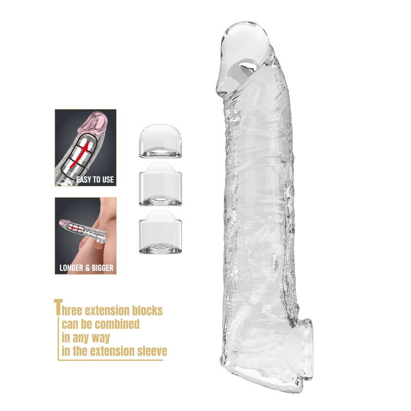 Manchon Extension Pénis Ajustable 26 cm Ø 4 cm Transparent - Pretty Love