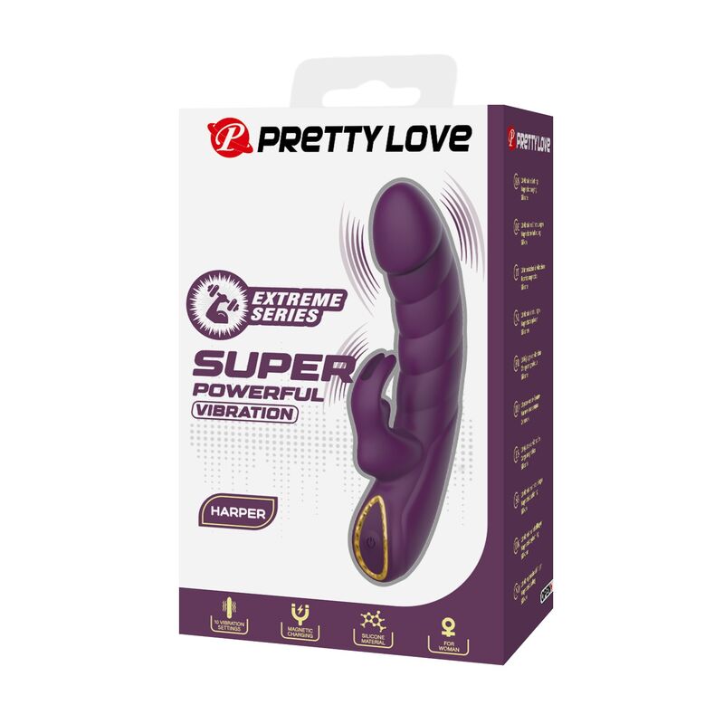 Vibromasseur Lapin Harper 10 Fonctions Violet - Pretty Love