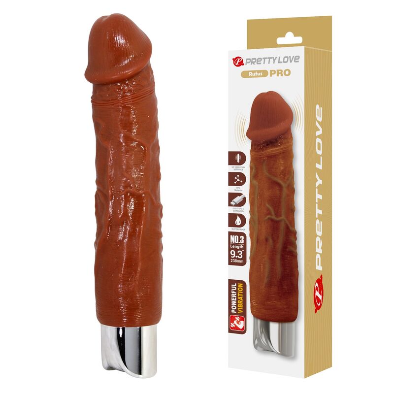 Vibromasseur Réaliste Pro 23,5 cm Marron - Pretty Love