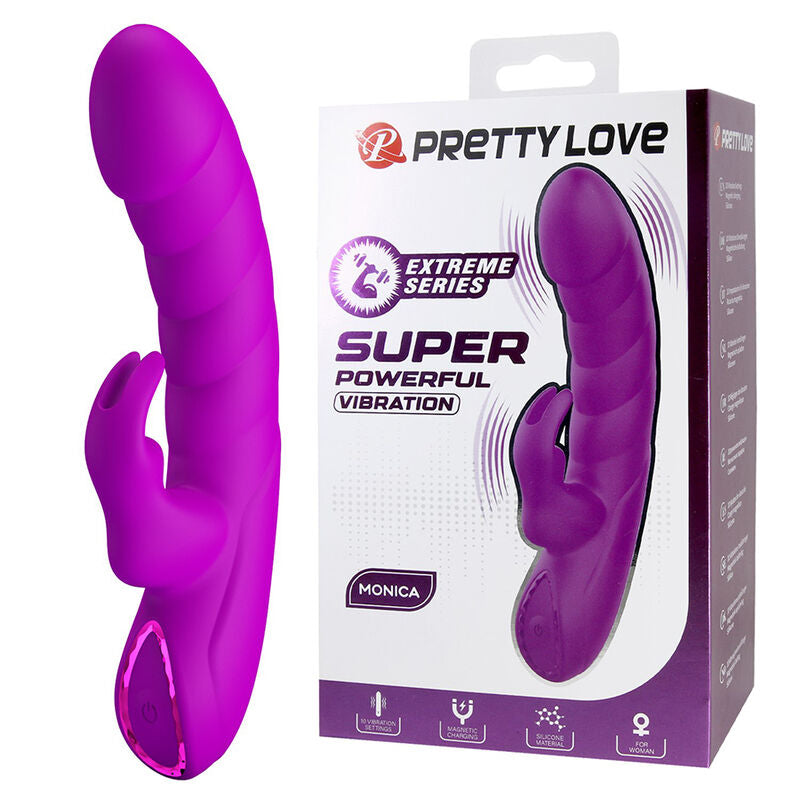 Vibromasseur Monica Double Stimulation Rechargeable Violet - Pretty Love
