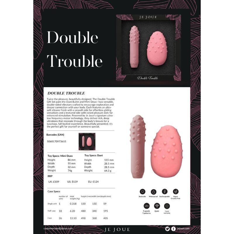 Coffret Double Vibromasseurs Rechargeables Rose - Je Joue