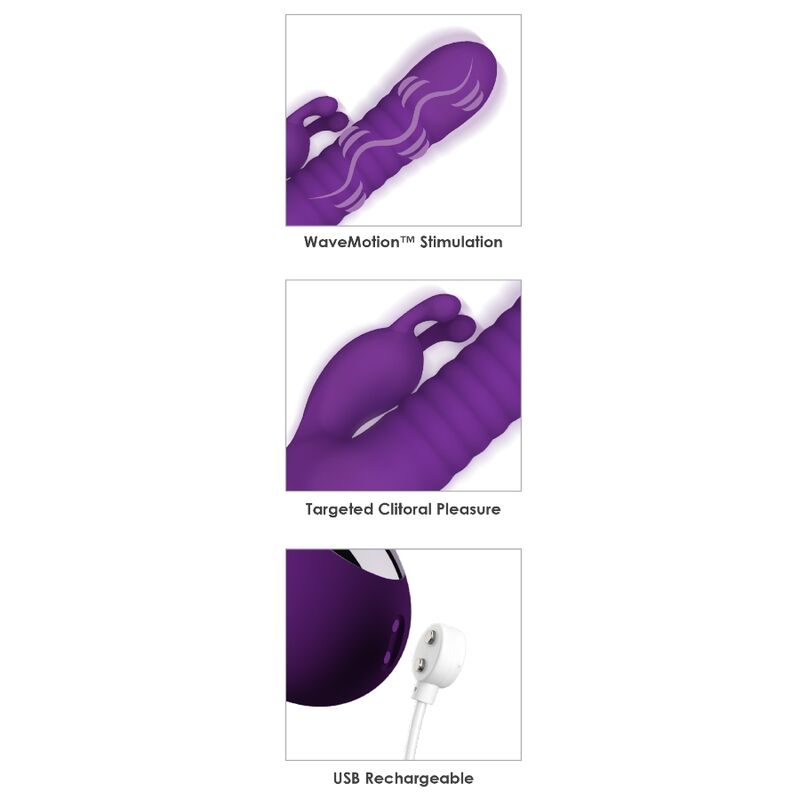 Vibromasseur Rabbit Fantasy Wave WaveMotion 10 Modes Violet - Fantasy For Her