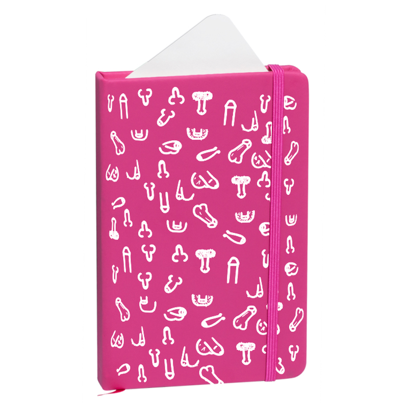Carnet de Notes Couverture Rigide Motif Pénis Fuchsia - Diablo Picante