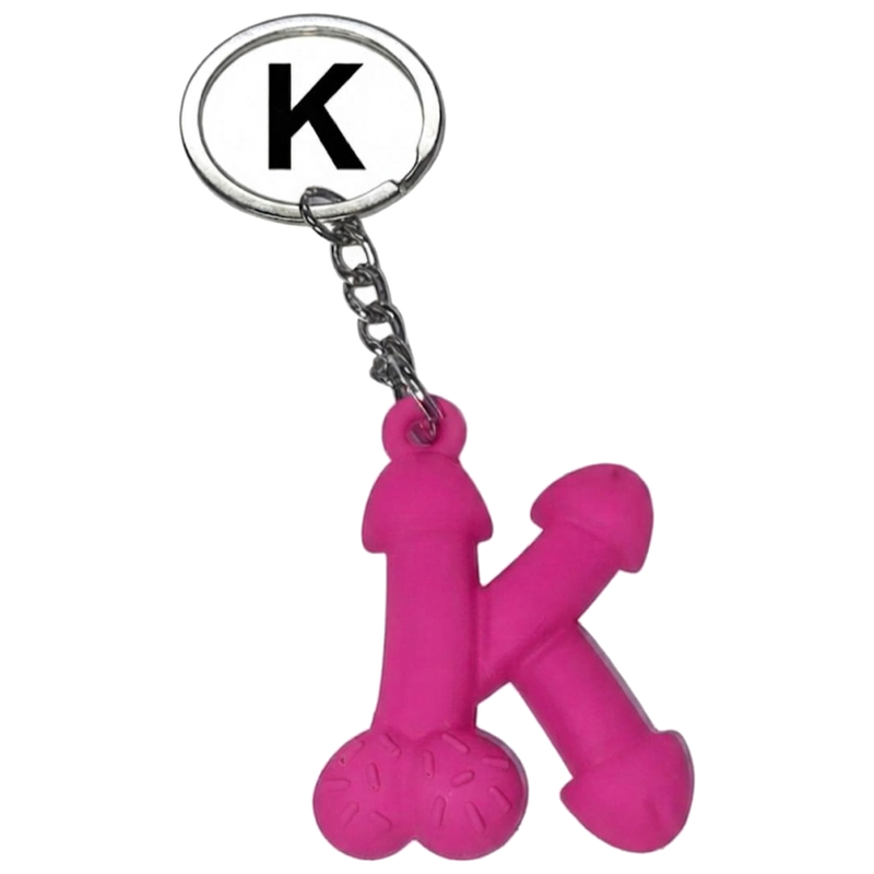 Porte-clés Pénis Fuchsia Parfumé à la Fraise Lettre K - Diablo Picante