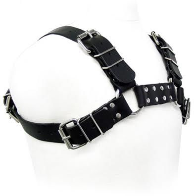 Harnais Cuir Bull Dog Noir Réglable S-XL - Leather Body - LEATHER BODY