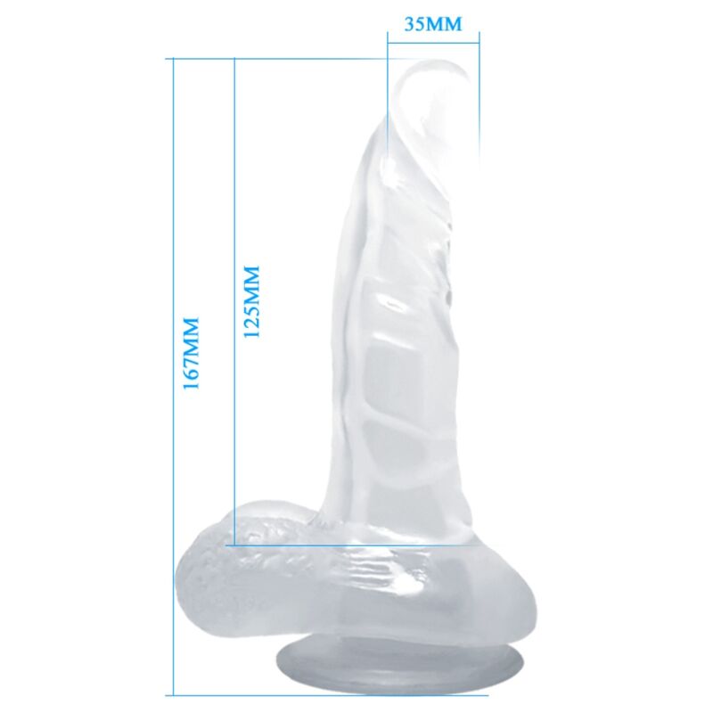 Baile - Gode avec Ventouse Réaliste Transparent - 16,7 cm