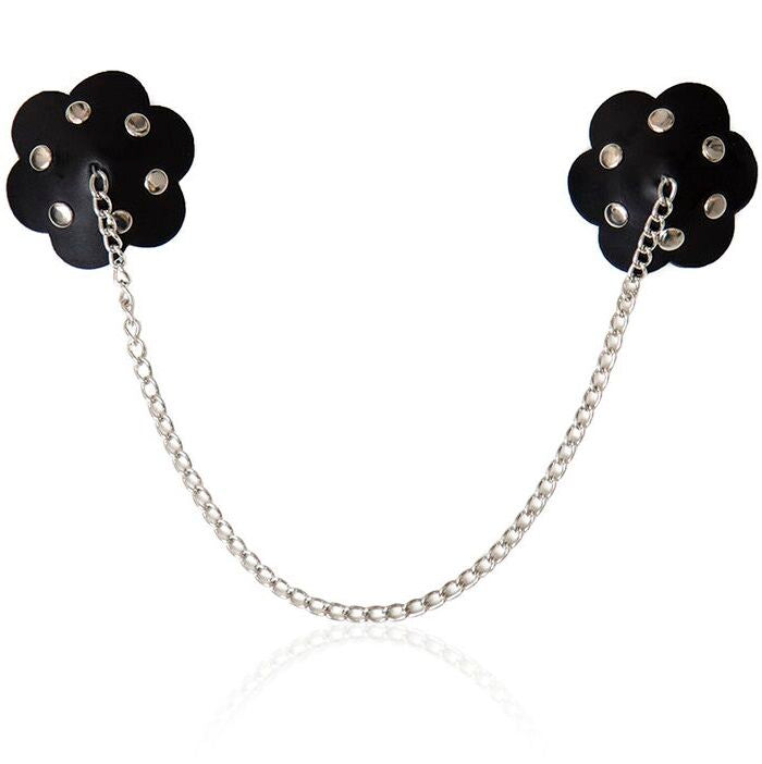 Ohmama – Couvre Tétons Pétale avec Chaîne Style BDSM – Noir