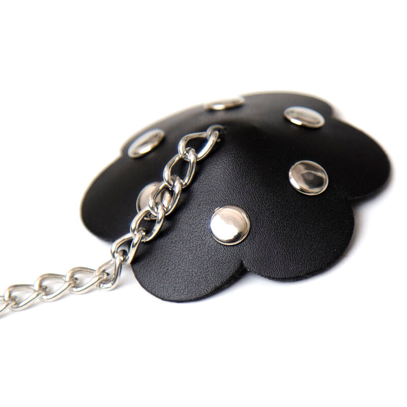 Ohmama – Couvre Tétons Pétale avec Chaîne Style BDSM – Noir