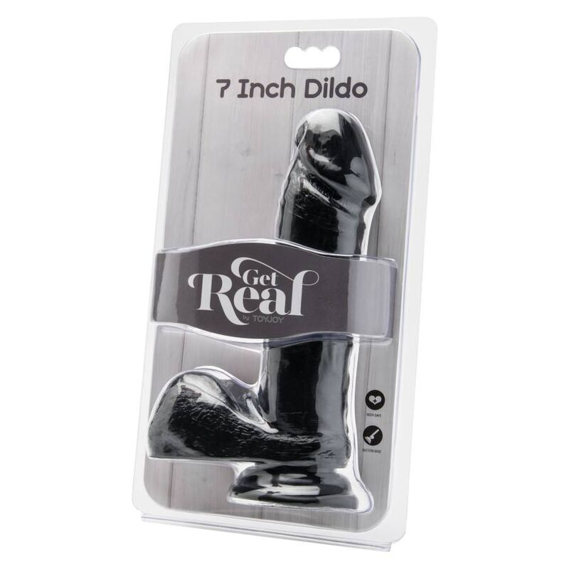 Gode Réaliste Get Real Noir avec Testicules 18cm - Get Real