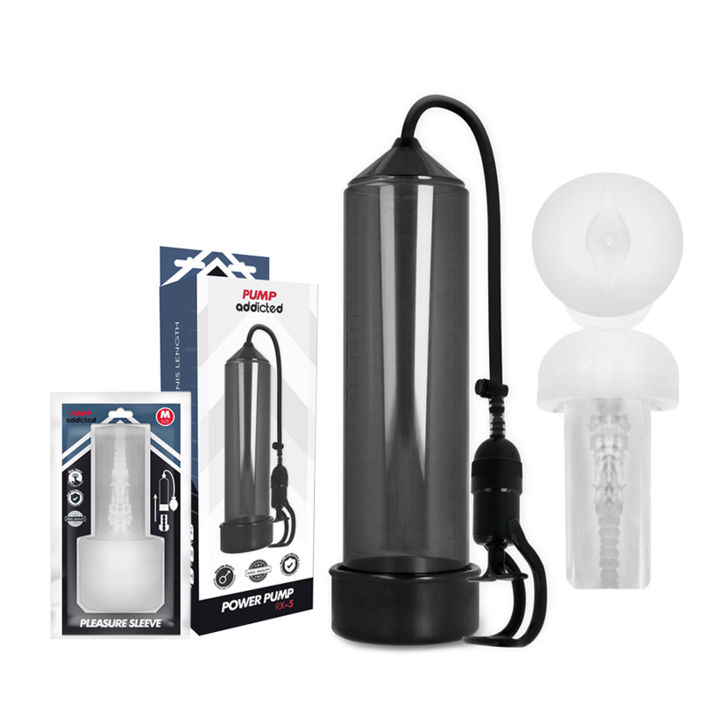 Pompe à pénis RX5 avec masturbateur noir - Pump Addicted - PUMP ADDICTED