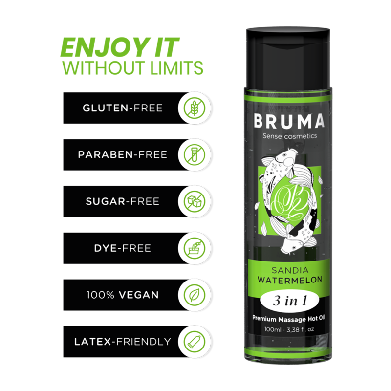 Huile Massage Chauffante Bruma Pastèque 3en1 100ml - Bruma