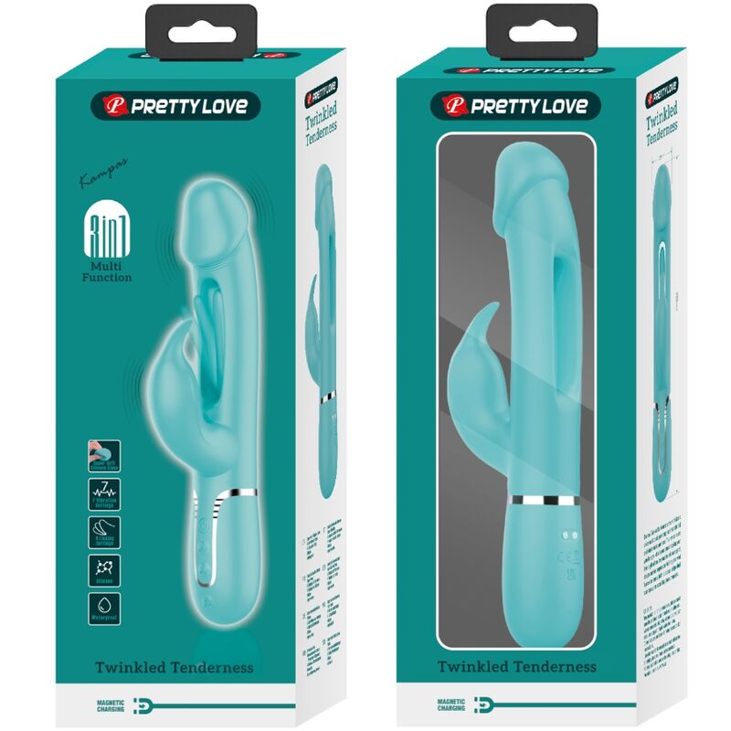 Pretty Love – Stimulateur Rabbit Multifonction 3 en 1 Dejon Bleu