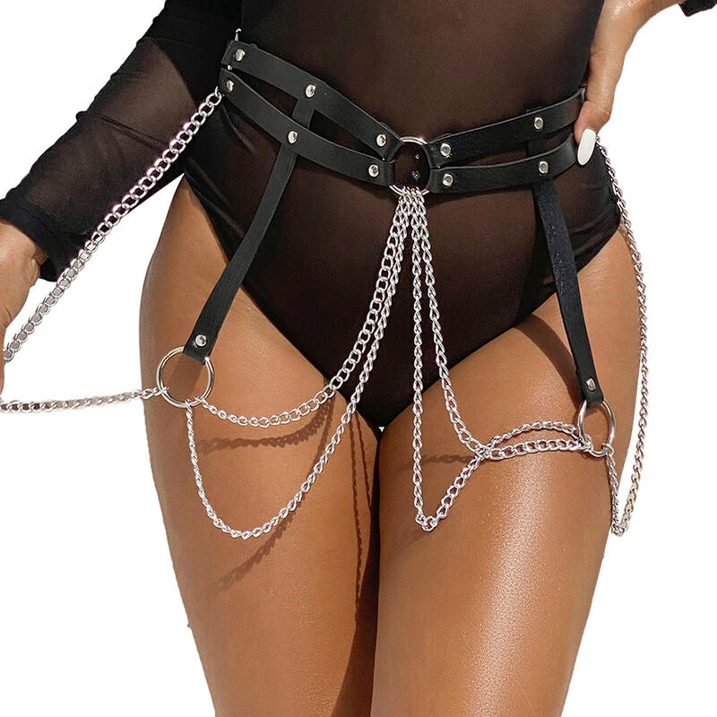 Ceinture Chaîne Cuir Noir Taille Unique - Subblime