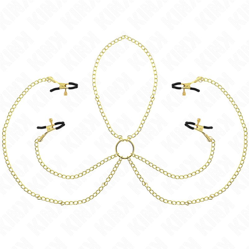KINK – 4 pinces réglables pour tétons et clitoris finition dorée