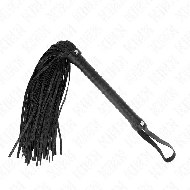 KINK - Fouet BDSM Noir avec Manche Texturé - 48,5 cm