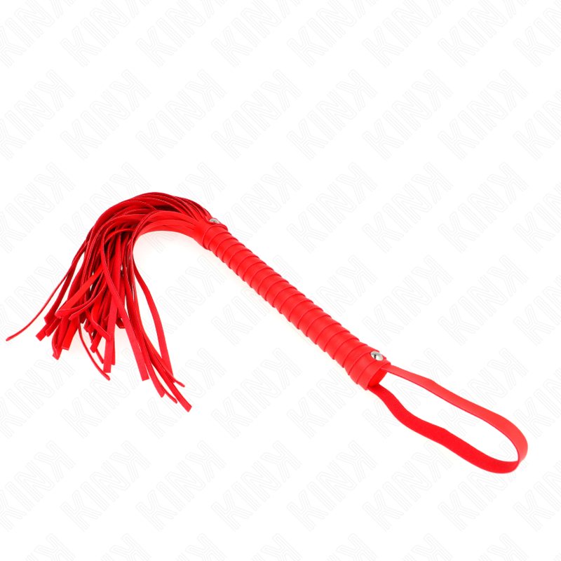 KINK - Fouet BDSM Rouge avec Manche Texturé - 48,5 cm