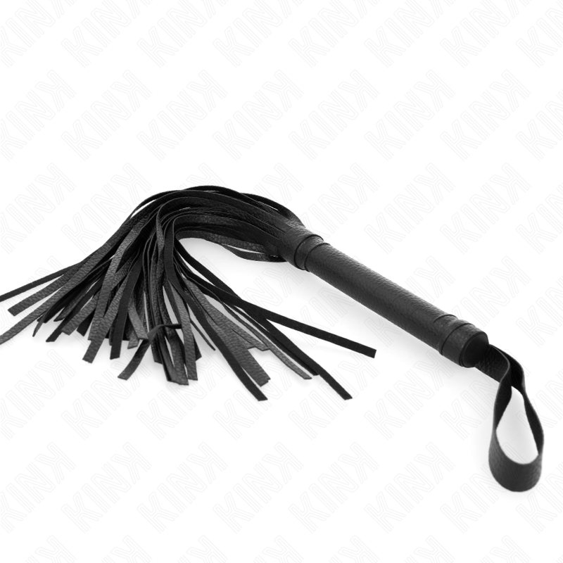 KINK - Fouet BDSM en Simili Cuir Noir - 43,5 cm