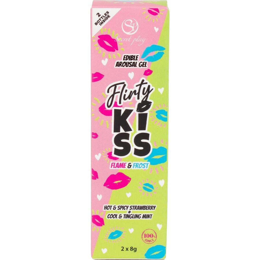 SECRETPLAY - GELS COQUINS BAISERS AVEC EFFETS DE SEXE ORAL FRAISE & MENTHE 2 X 8 GR