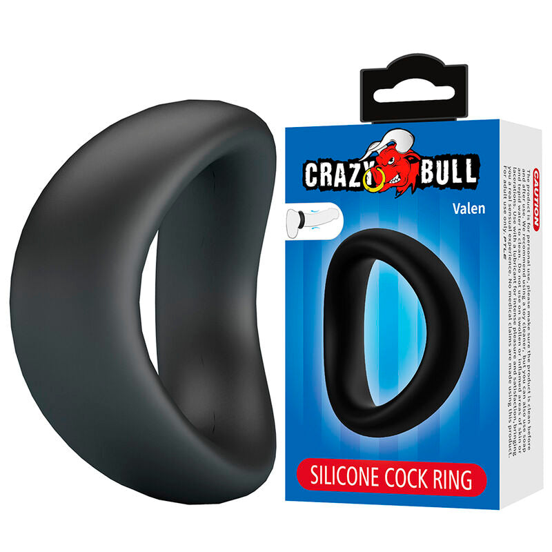 Anneau Pénien Ergonomique Valen en Silicone Noir - Crazy Bull
