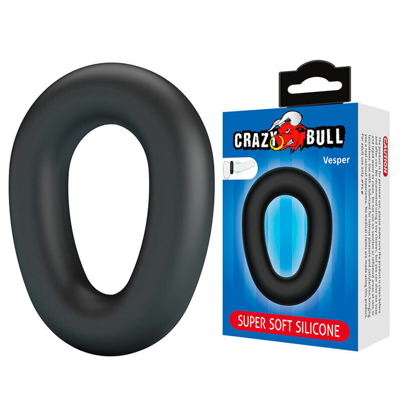 Anneau Pénien Vesper en Silicone Ultra Doux Noir - Crazy Bull