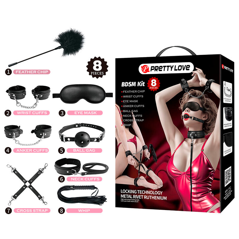 Kit BDSM 8 Pièces Complet Noir - Pretty Love
