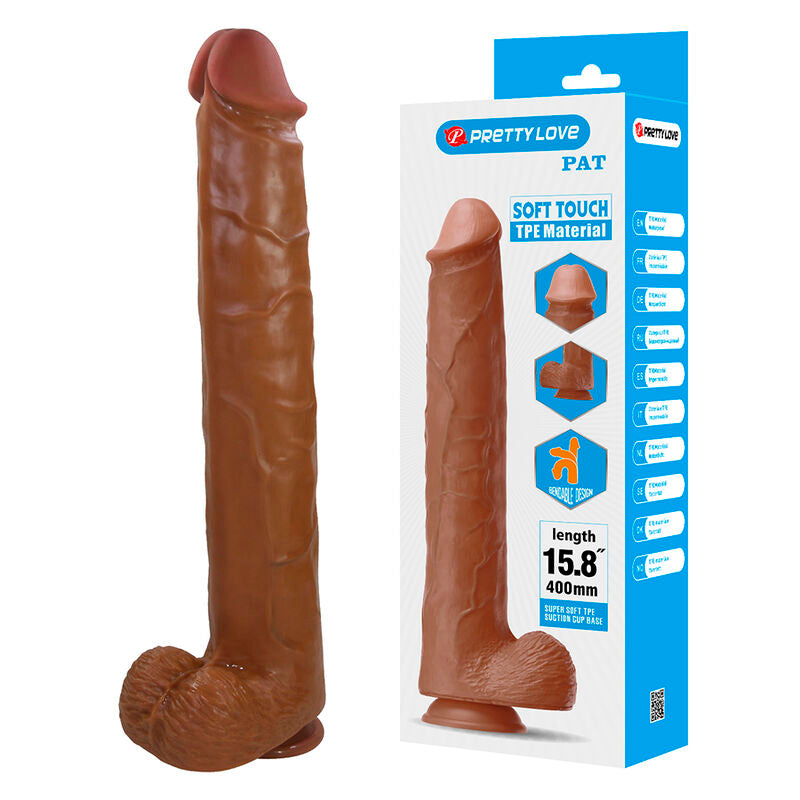 Gode Réaliste Flexible avec Ventouse 40 cm Marron - Pretty Love