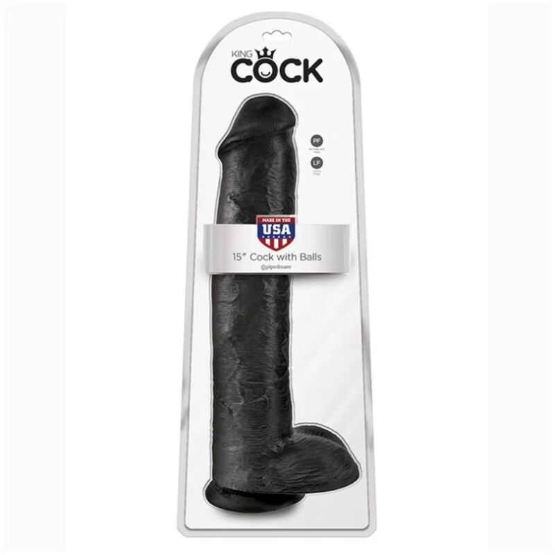 Godemichet Réaliste Testicules 38 cm Noir - King Cock