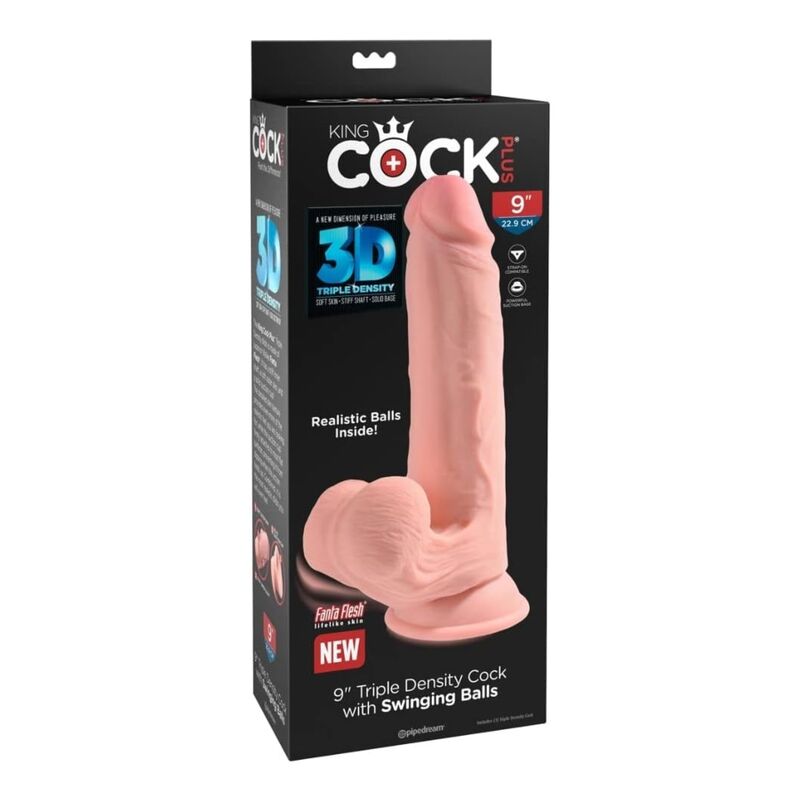 Godemiché Réaliste Triple Densité Testicules Mobiles 23 cm - King Cock