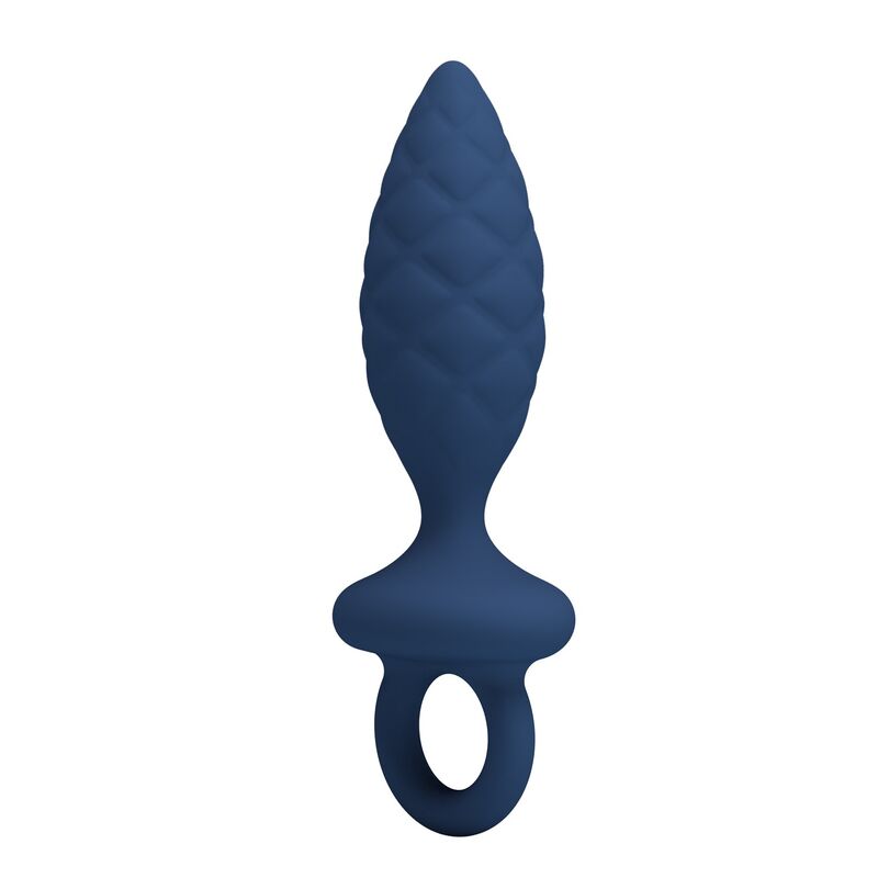 Plug Anal Texturé Anneau Bleu Taille M - MR PLAY