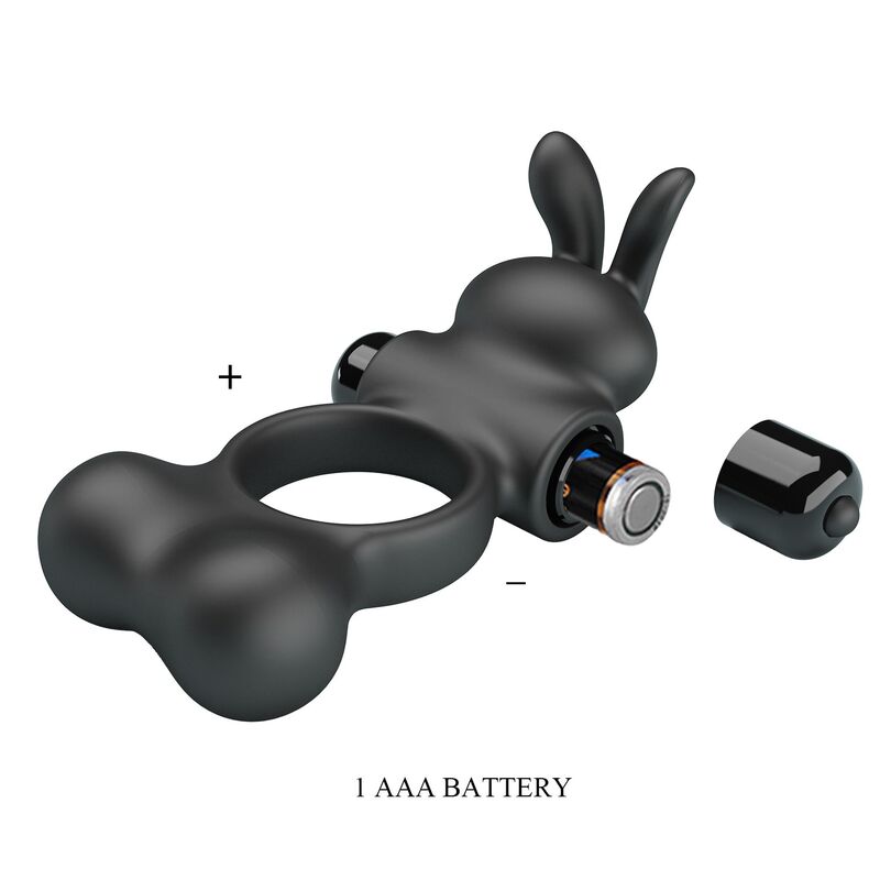 Anneau Vibrant Stimulateur Lapin 10 Fonctions Noir - Pretty Love