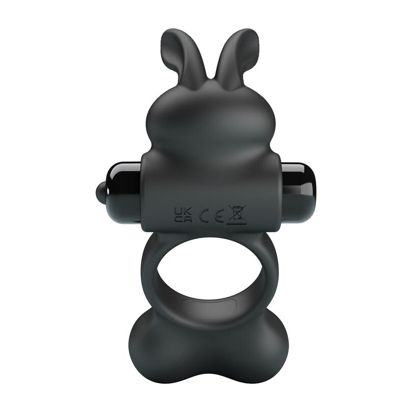 Anneau Vibrant Stimulateur Lapin 10 Fonctions Noir - Pretty Love