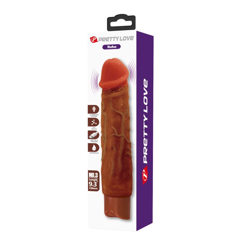 Vibromasseur Réaliste Duke 23,5 cm Marron - Pretty Love