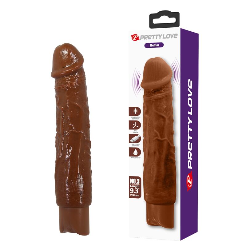Vibromasseur Réaliste Duke 23,5 cm Marron - Pretty Love