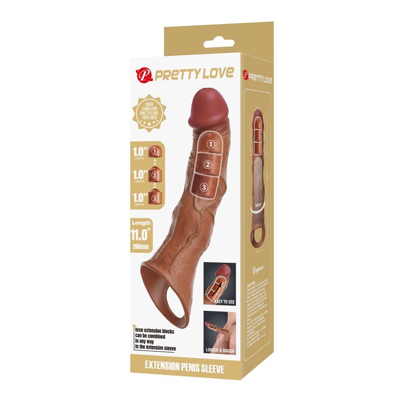 Manchon d'Extension Pénienne Ajustable 28 cm Marron - Pretty Love