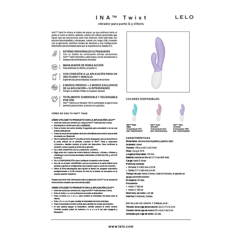Vibromasseur Lapin INA TWIST Point G et Clitoris - LELO