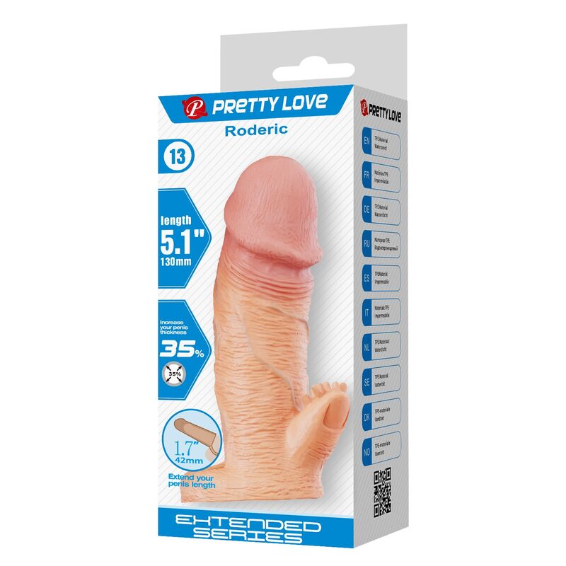 Manchon Extension Pénienne Roderic 13cm Ø3.8cm Naturel - Pretty Love